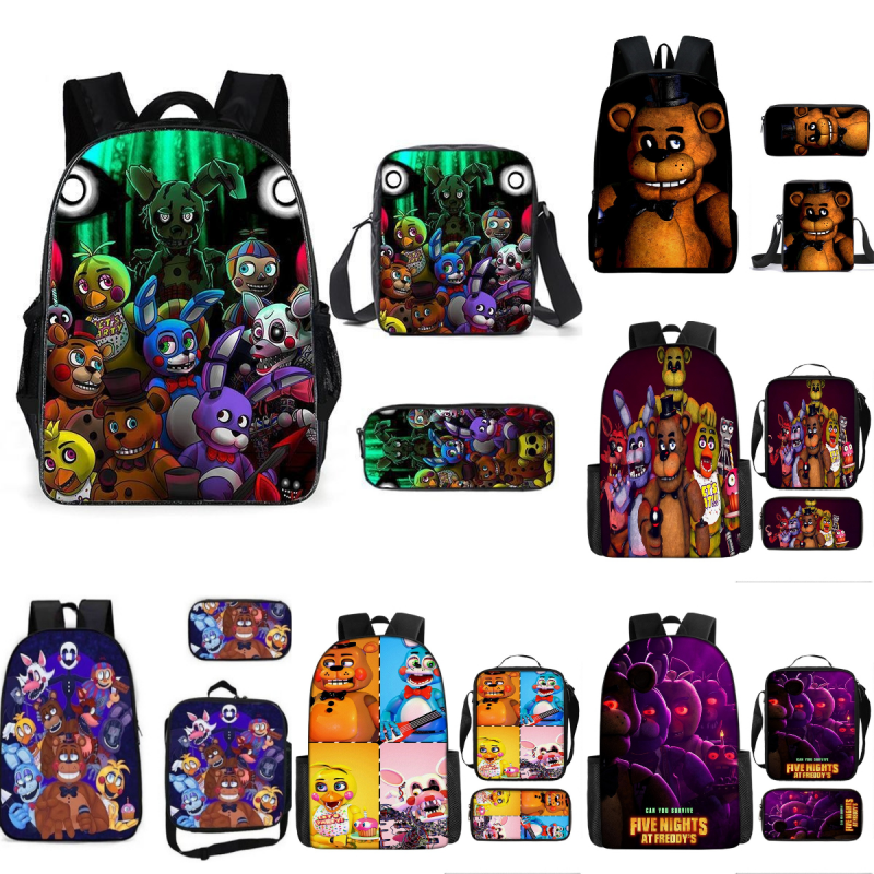 New Five Nights at Freddy's Backpack Set Shoulder bag Lunch Bag