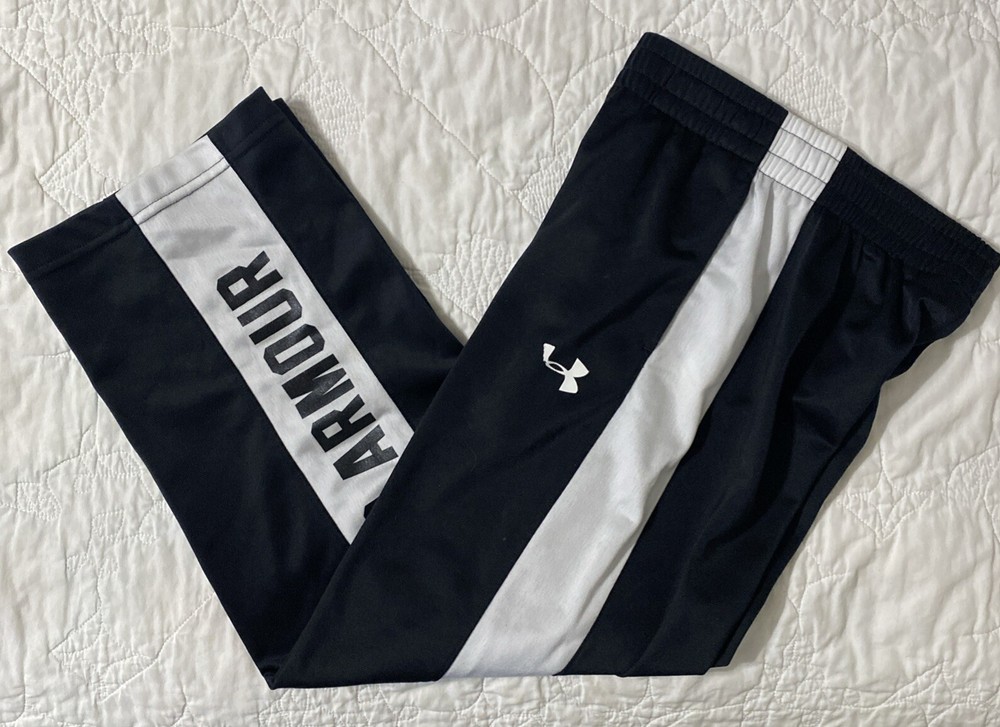 Youth Under Armour Athletic Pants Small YSM Black Open Hem Style