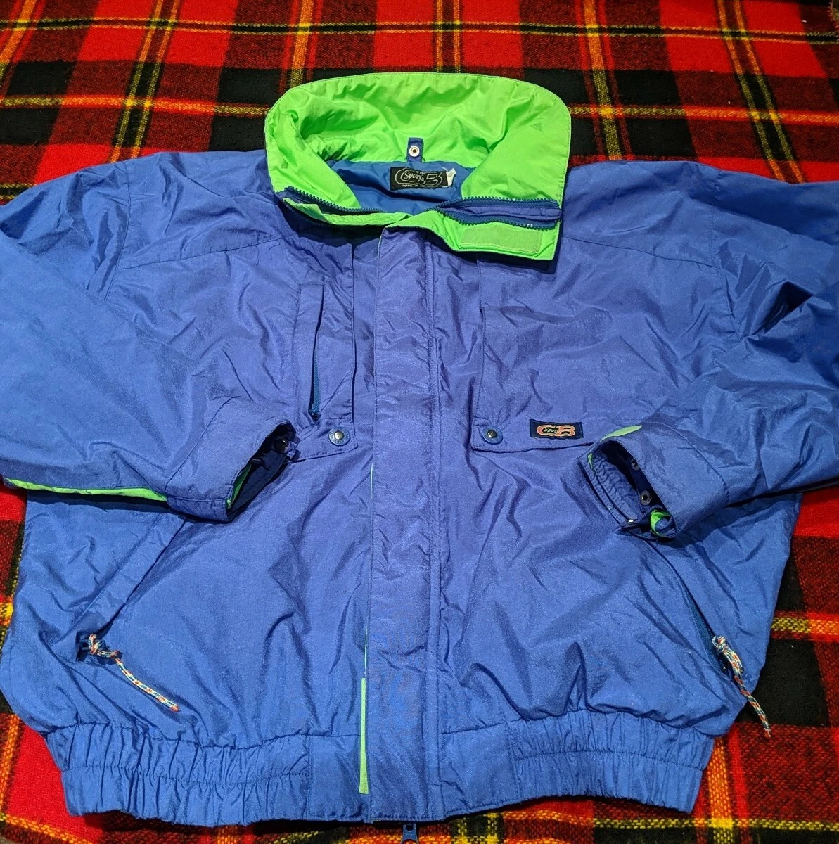 SPALDING Multicolor 90's Ski Wear Jacket Hoodie Large Wonder Skiland Vintage Snow Gear Activewear Skiing Snowboarding Bomber Jacket Size L