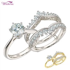 Wuziwen Ring Enhancer Wedding Set for Women Engagement Ring Set Sterling Silver