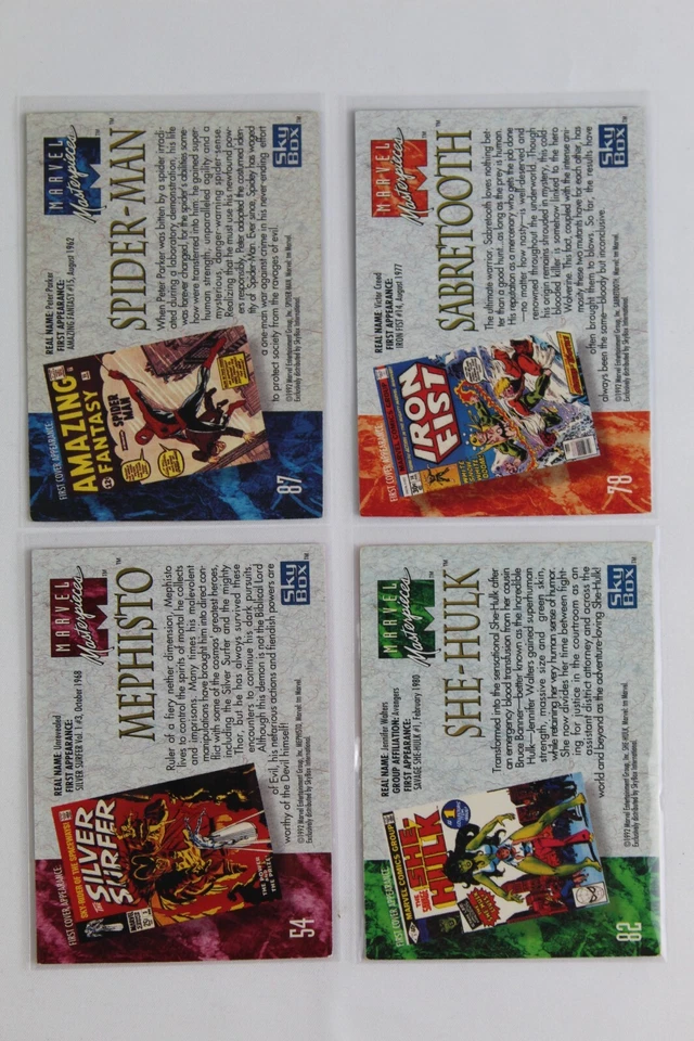 Marvel Universe Lot of 4 Cards - 1992 SkyBox Marvel Masterpieces Spider-man, etc - Image 2 of 2