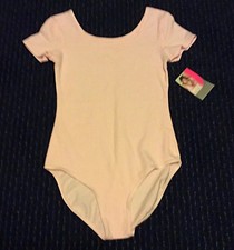 Danskin Now Girls Light Pink Leotard Sz M 10 12 Short Sleeves Dance Ballet NWT