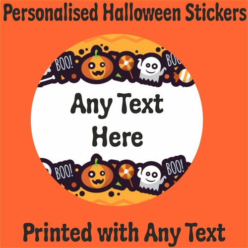 32 Personalised Halloween Party Stickers Trick or Treat Includes Paper Bags - Picture 2 of 6