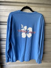 Trader Joe  s Crew Employee Long Sleeve Light Blue Hibiscus T-Shirt Men  s Size L