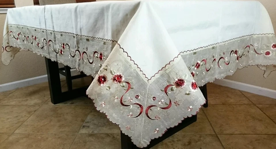 Servilleta mantel bordado 72x126 piedra del Rin con joyas lino elegante Foto 2 de 4