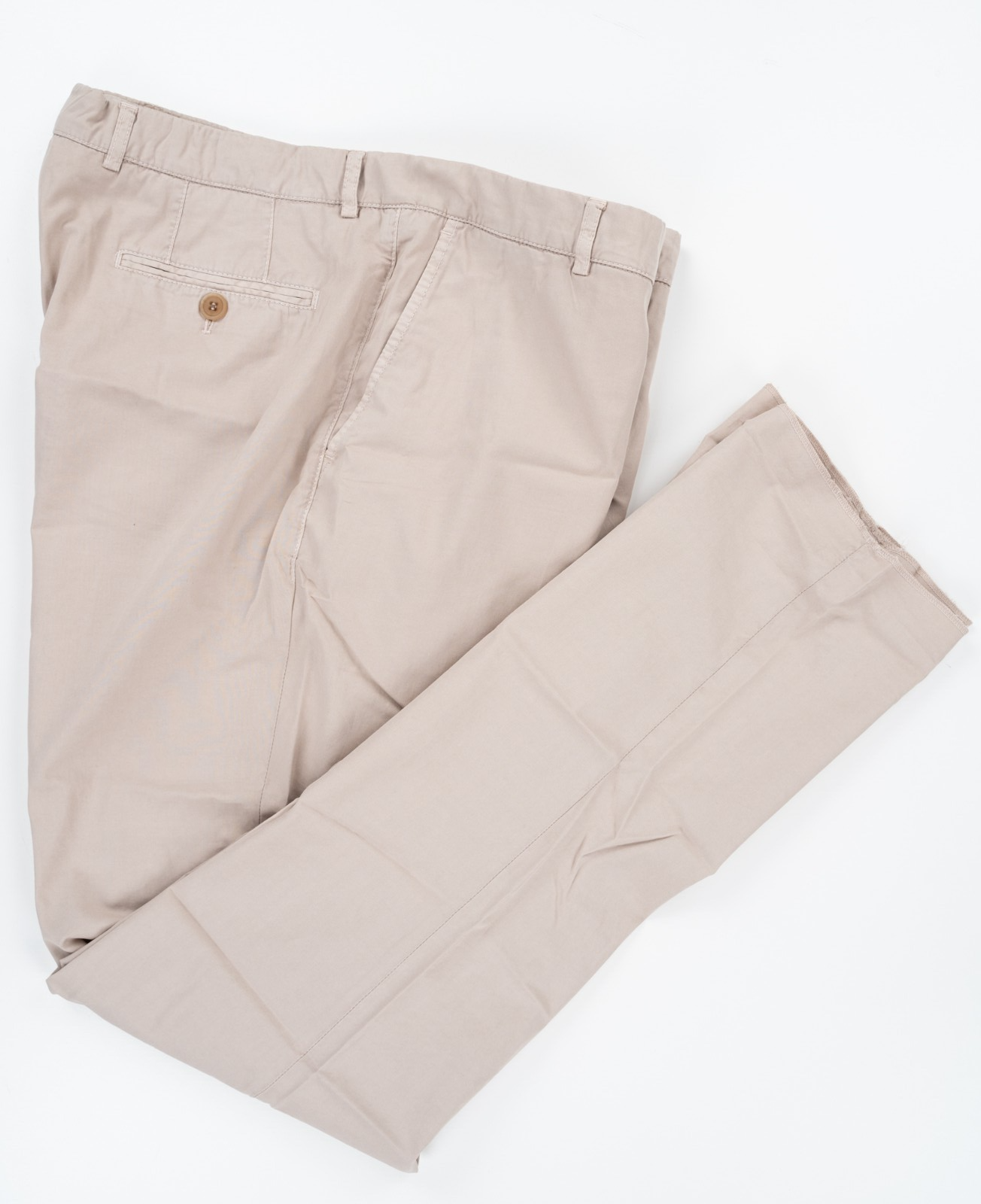 BRUNELLO CUCINELLI Solid Beige Casual Dress Pants Cotton Flat Front 40 (EU 58)