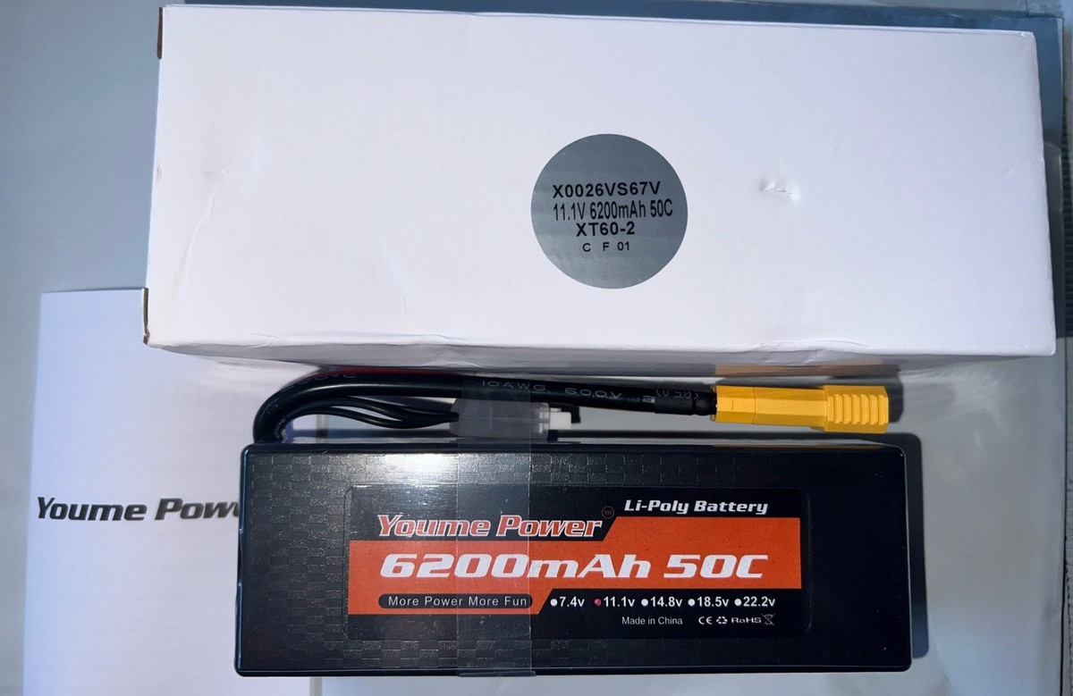 2 X YOUME POWER 3s 11.1 V 6200 50C LI-POLY BATTERY XT60-2