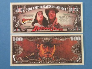 INDIANA JONES Raiders of the Lost Ark Movie ~ $1,000,000 One Million Dollar Bill