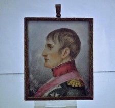 Antique French Napoleonic Miniature Portrait Napoleon Bonaparte to sword