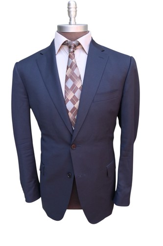 Canali 1934 Recent Solid Blue Wool Two Button Suit Front Flat Hemmed SZ 46R - Picture 3 of 11