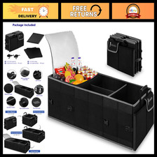 Collapsible Trunk Organizer With Insulated Cooler Bag Waterproof Cargo Storage