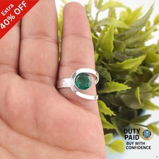 Valentines Sale 925 Sterling Silver Green Emerald Gemstone May Band Ring Jewelry