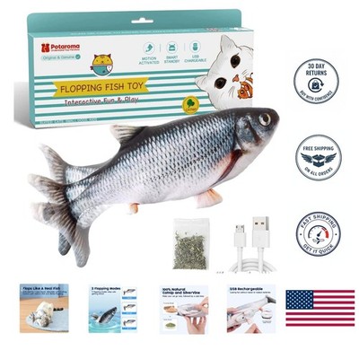 Interactive Flopping Fish Cat Toy with USB Charging and Catnip - 10.5 Inches