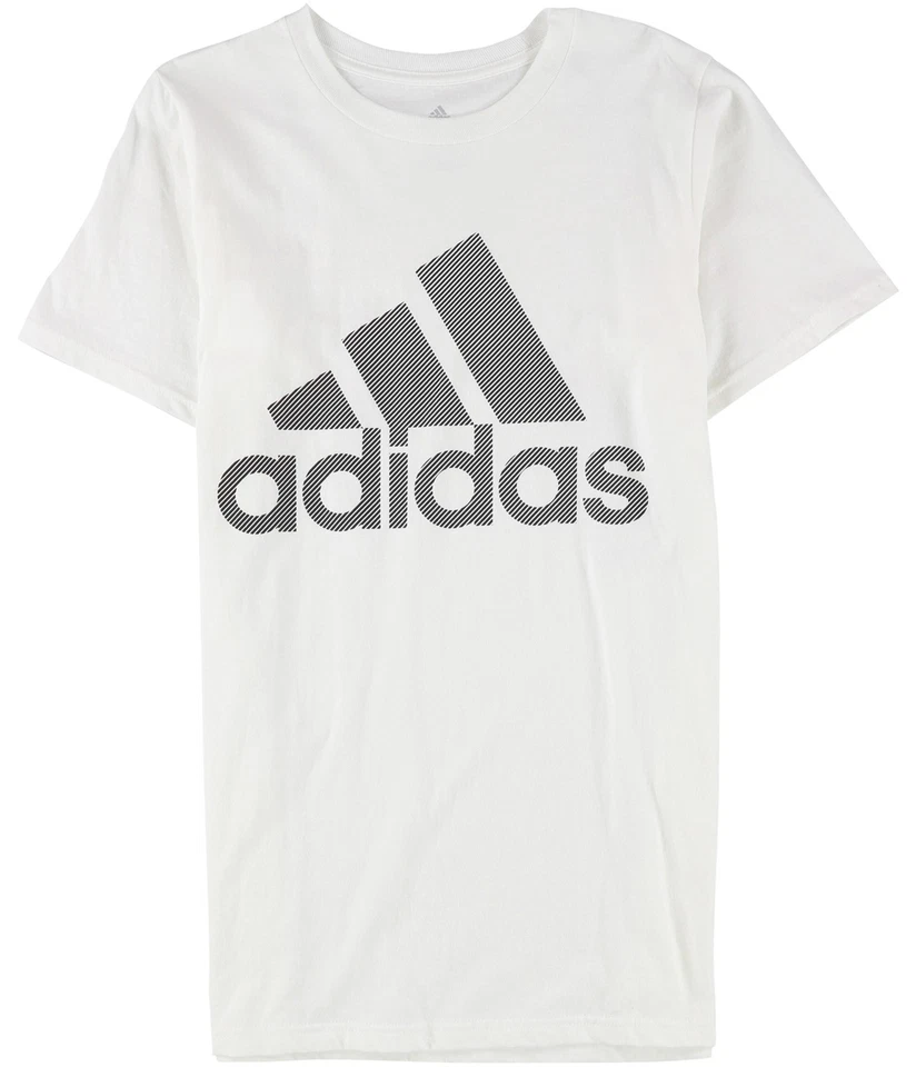 Camiseta Adidas Para Hombre Dos Tonos Rayas Logo Gráfico, Blanco, 2XL