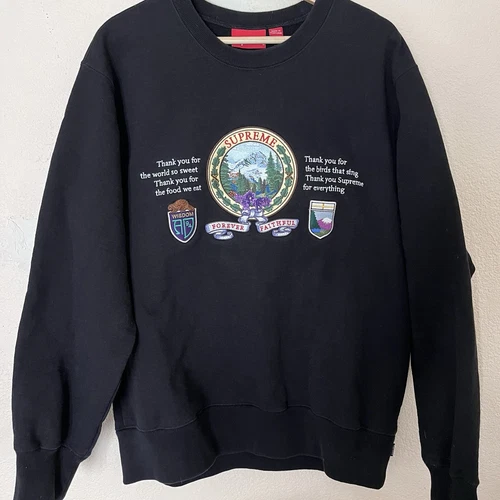 Sweat col rond Supreme Mountain noir taille L FW19 TRÈS BON ÉTAT
