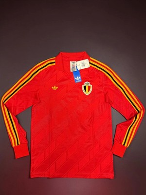 WORLD CUP BELGIUM Soccer Jersey SHIRT ADIDAS 1986 Long Sleeve UNISEX Men's