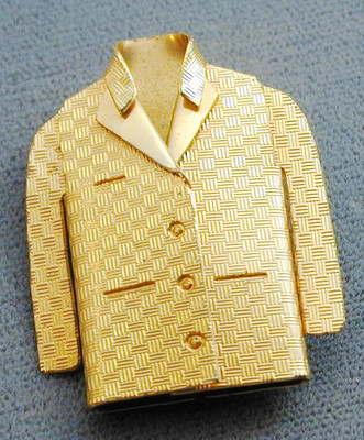 DBF D.F. Briggs Gold Tone Textured Tweed Suit Jacket Pin 1983