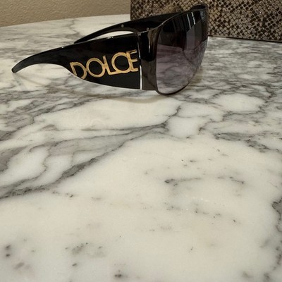 Vintage Dolce & Gabbana Vintage Logo Shield Sunglasses Women OS Black Gold