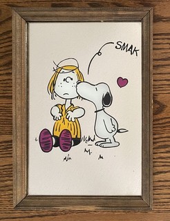 Genuine Vintage (over 50 years old) Peanuts Snoopy Mirror Wooden Frame