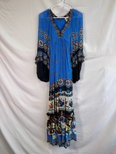 FARM Rio Multicolored Anika Tiles Blue Maxi Dress Size XS with Hole ex-RTR