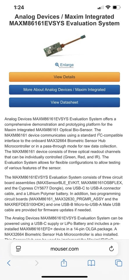 MAXIM 86161 Pulse Ox Sensor Eval Board — 第 3/3 张图片