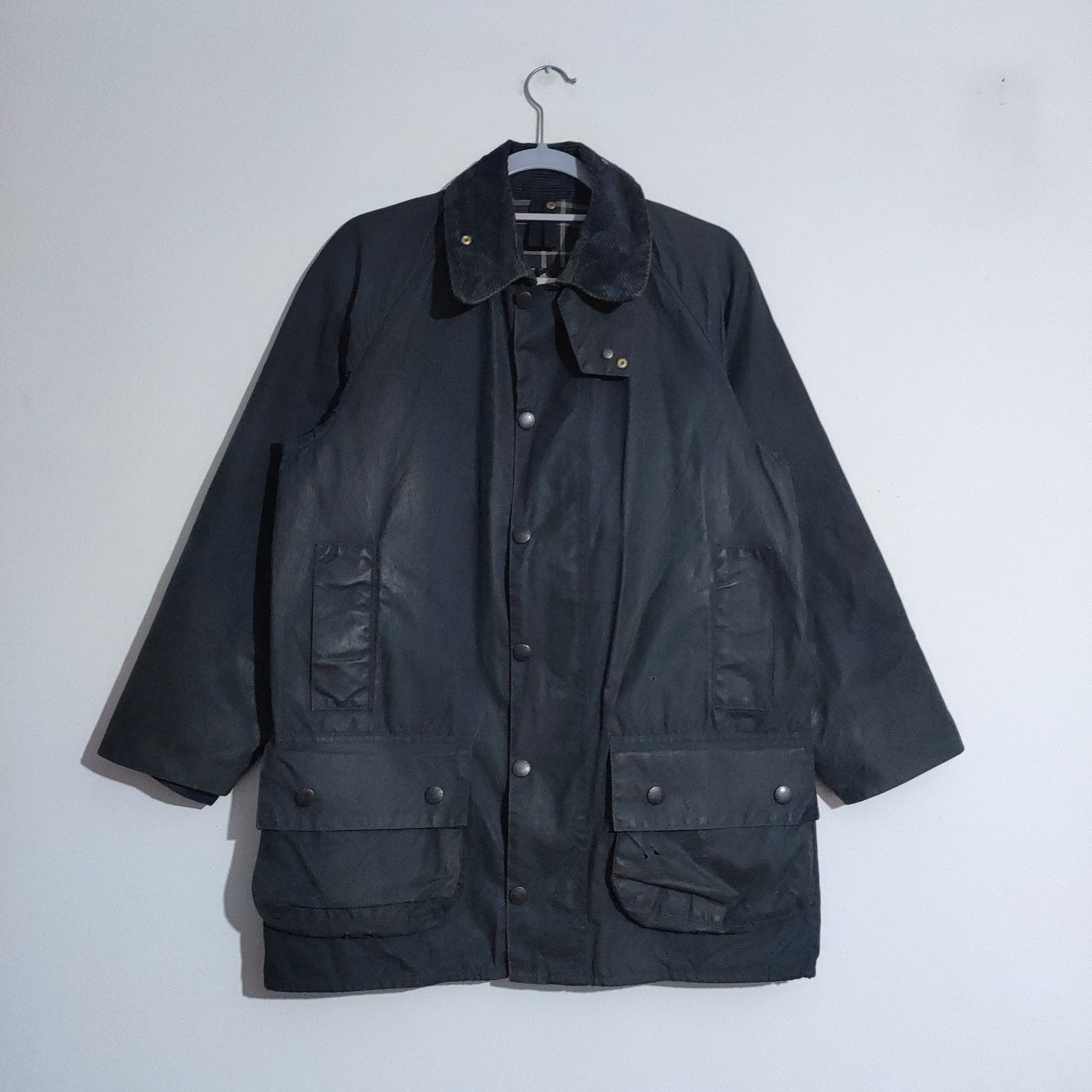 Barbour Beaufort Wax Jacket Mens M Navy Blue Vintage 2000s British Heritage