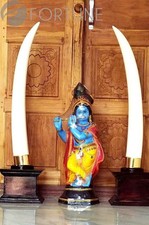 Par de colmillos de elefante de lujo de madera, colmillos de elefante decorativos de madera tallada, Kerala