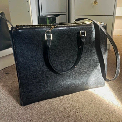 Vintage Anya hindmarch Black Leather Zip Detachable Strap Tassel Gold handbag - Image 1 of 4