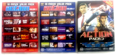 Action - 10 Movies Pack volumes 1 & 2 + Action Pack 3 Twelve-disc Three DVD Set.