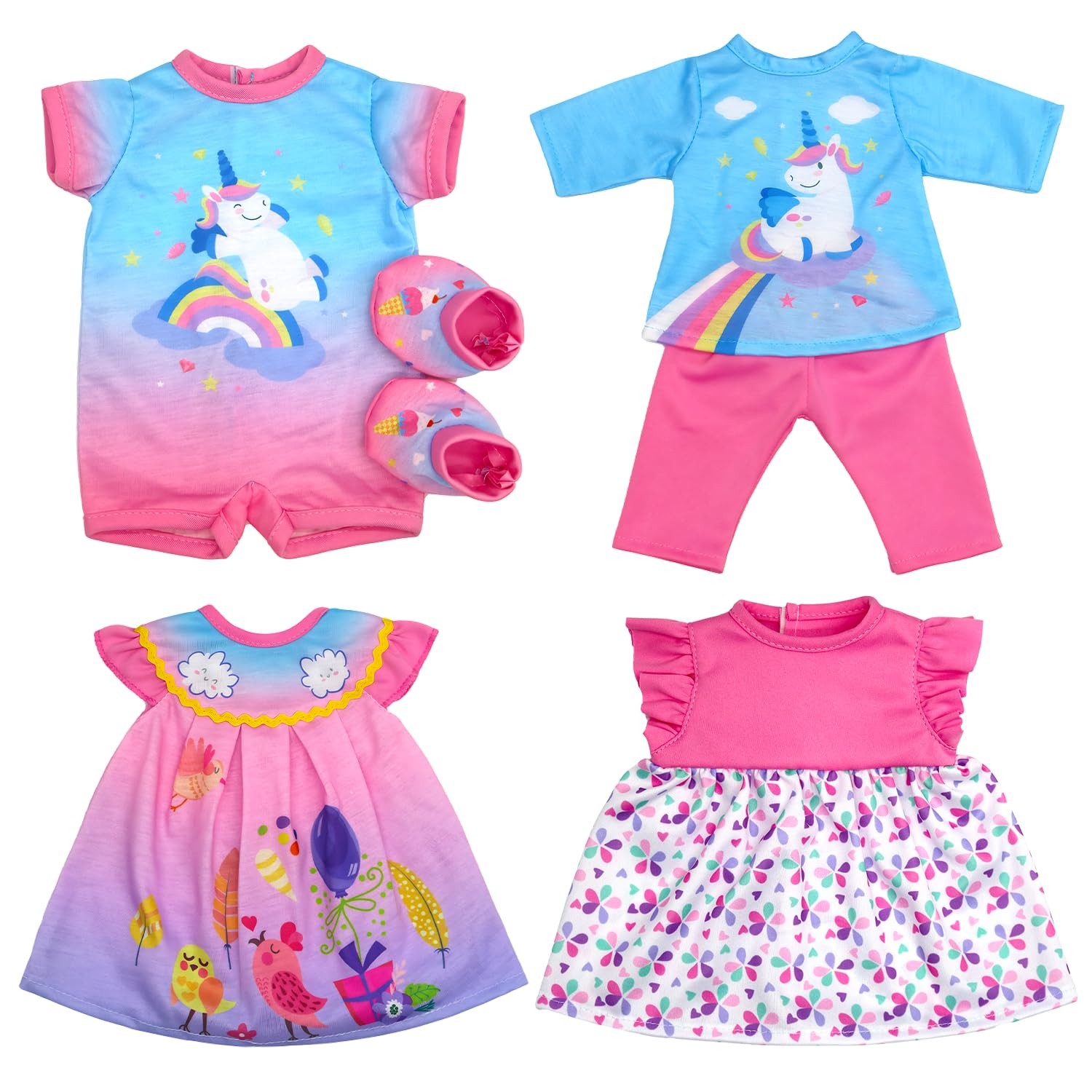 4 Set Baby Doll Clothes for 13-16 Inch Dolls, 6 Pcs 14 Inch Doll Clothes Acce...