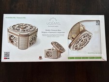 UGEARS 3D PUZZLE TREASURE BOX WITH KEY  LOCK - Unassembled Kit New