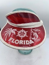 VINTAGE Florida Red Visor 1980s Baseball Hat Trucker Snap Back Mesh Farmer