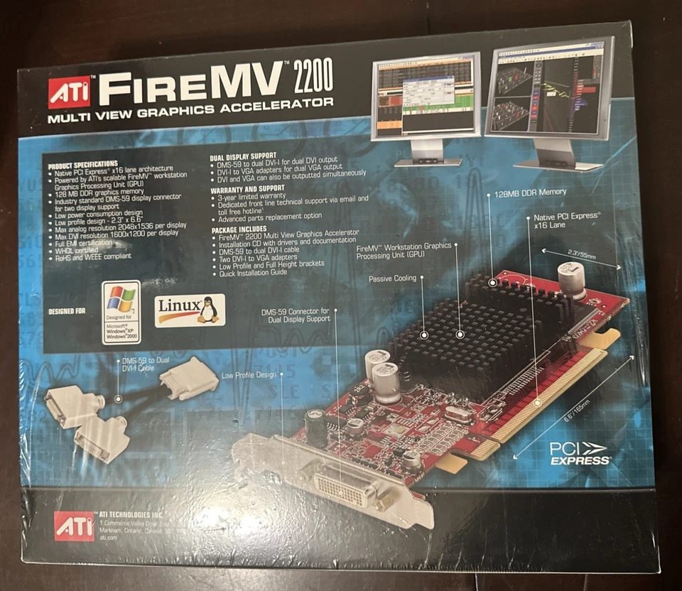 NEW - Open Box ATI FireMV 2200 Multi View Graphics Accelerator shrink - Image 2 of 4