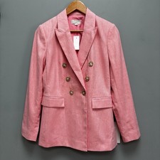 LOFT Pink Double Breasted Blazer in Cotton and Linen Blend 0