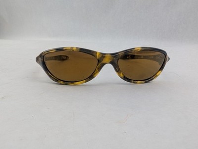 Vintage Rare Oakley Sunglasses Fate Amber Tortoise Leather Gold