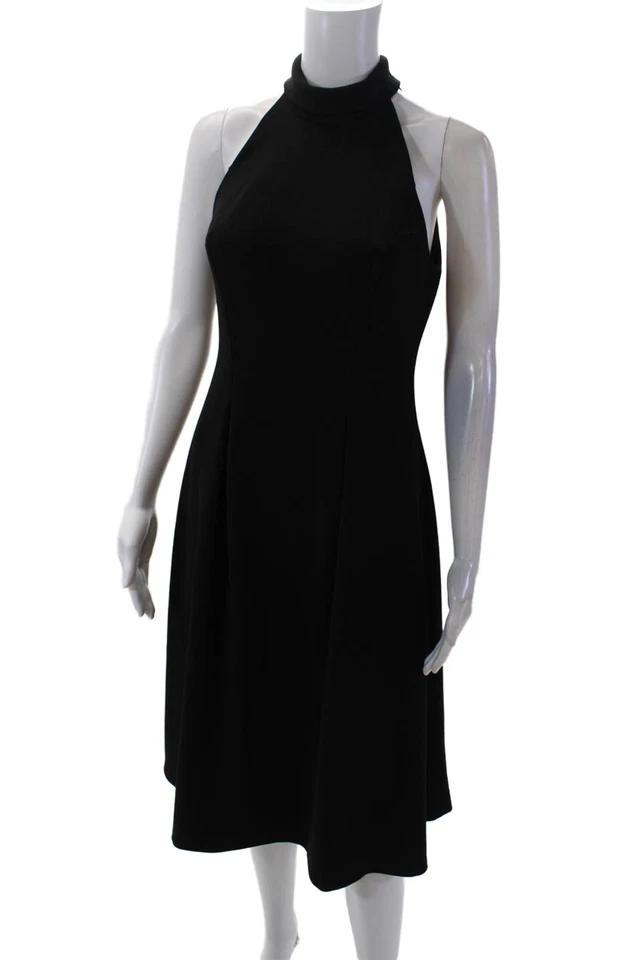Maxi Vestido Calvin Klein Para Mujer Sin Mangas Escote Halter Negro Sólido Talla 4 Foto 2 de 4