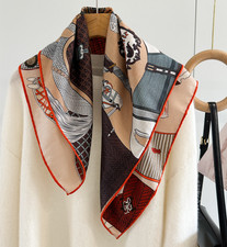 70 Cashmere 30 Silk Neckerchief horse Print Scarf Shawl Bandana 26'' Wrap new