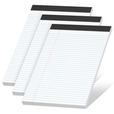 White Legal Pads 8.5 x 11 Narrow Ruled, 3 Pack x 11-30 Sheets, White-3