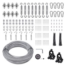 Unicaravan Shade Sail Hardware Kit 6 inch with 131FT 1/8" Wire Rope Kit for Tria