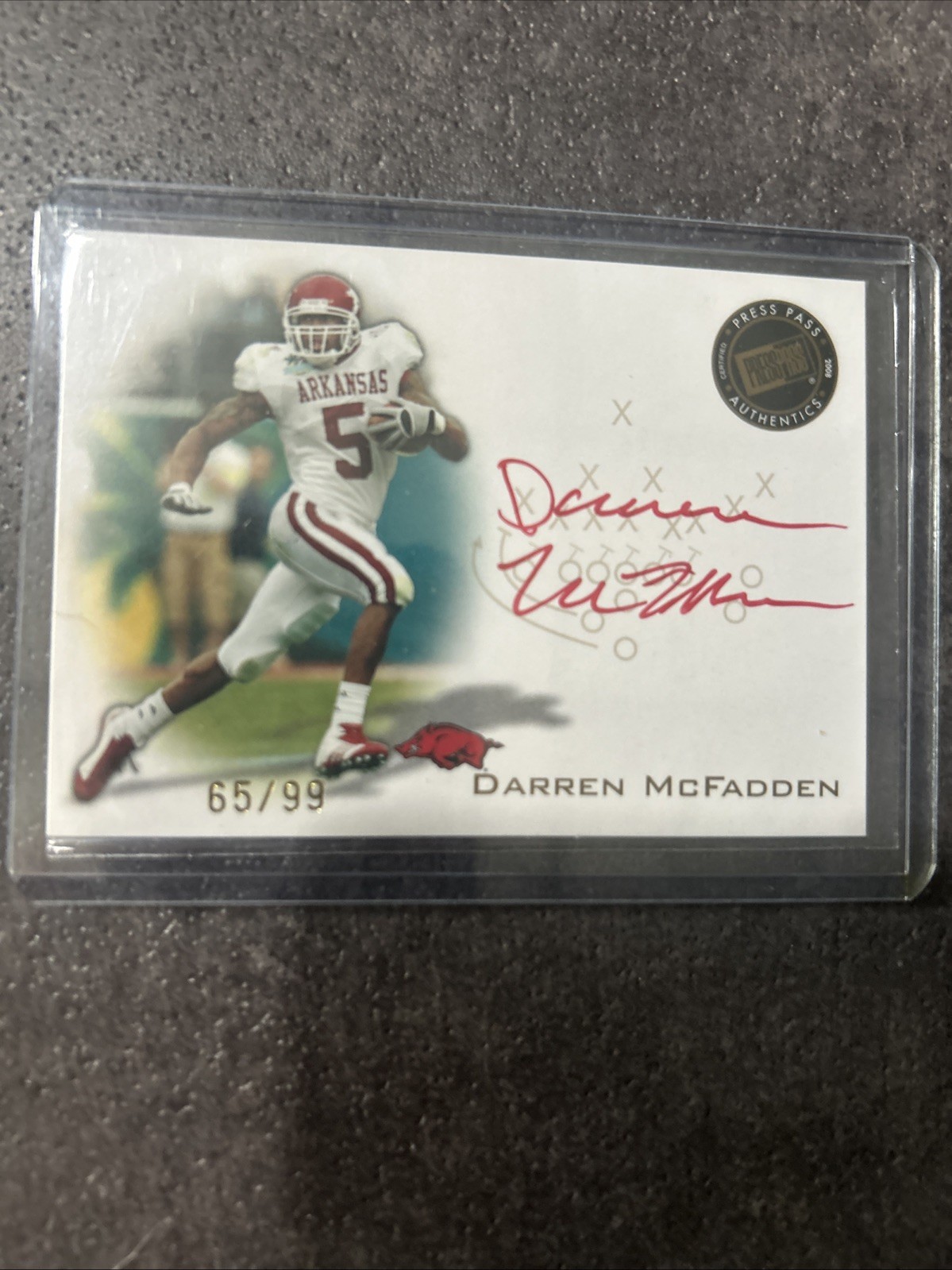 2008 Rookie Auto Darren McFadden Press Pass 65/99 Rare Red Ink Signed
