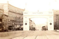 RPPC NH Nashua New Hampshire WWI Victory Arch Patriotic Real Photo Postcard