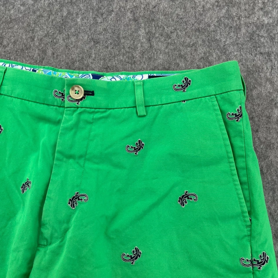 Pantalones Cortos Lilly Pulitzer Verde Algodón Everglades Con Lagartos Bordados Talla 34 Foto 2 de 4