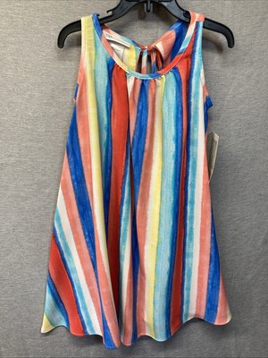 Bonnie Jean Girls Sundress Size 5 Dress Colorful Stripped Cutout Back Boho Gypsy