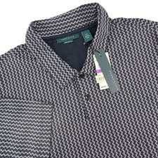 Image of NWT Perry Ellis Mens XXL Pima Cotton Polo Shirt Navy Blue White Short Sleeve