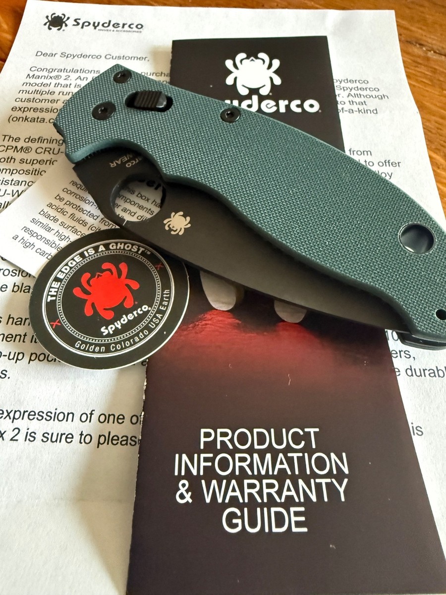 NEW! Spyderco Exclusive Manix 2 - Forest Green G10 - DLC Cruwear