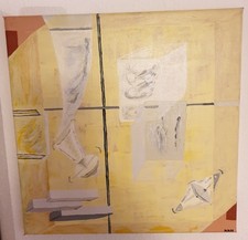 Quadro acrilico 40x40 tela dipinto a mano stile Bauhaus