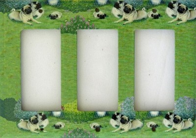 Pug Triple Rocker Light Switch Plate, handmade in USA