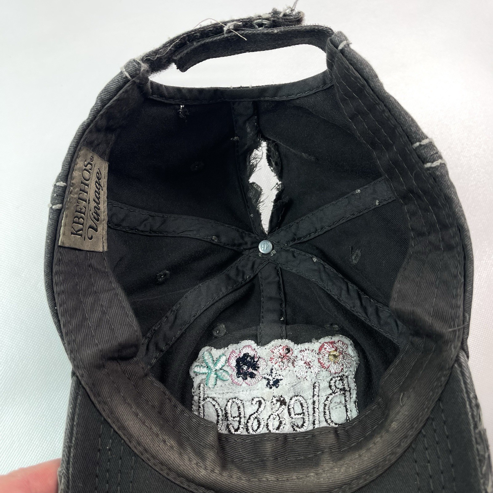 Blessed Floral Patch Gray Distressed Ponytail Bas… - image 19