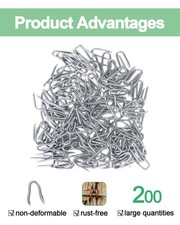 200pcs U-Shaped Galvanized Fence Staples Steel Nails for Wire Mesh Wooden Fe