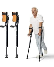 Adjustable Forearm Crutches for Adults – 10-Level Height Ergonomic Arm Crutches,